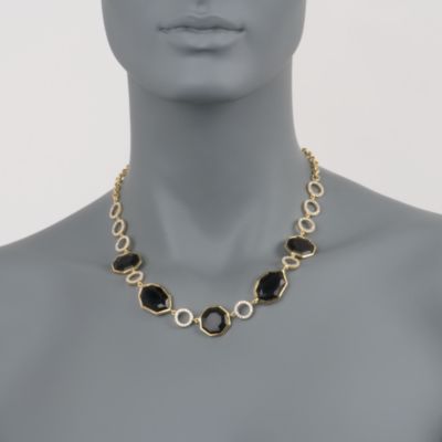 Black Onyx and 3.40 ct. t.w. CZ Necklace in Vermeil &mdash; Alt Image 2