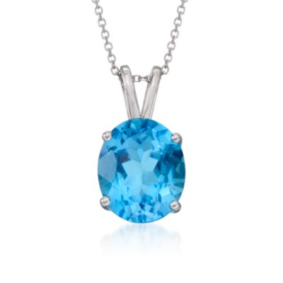 6.00 Carat Blue Topaz Pendant Necklace in Sterling Silver. 18" &mdash; Alt Image 1