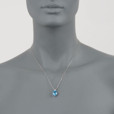 6.00 Carat Blue Topaz Pendant Necklace in Sterling Silver. 18" &mdash; Alt Image 2