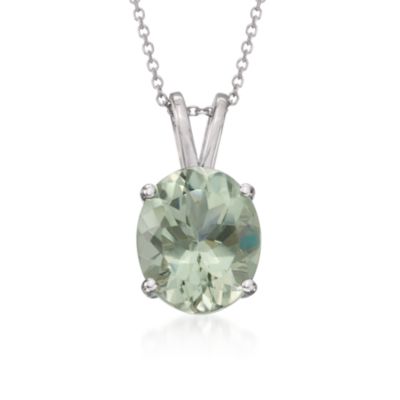 4.00 Carat Green Amethyst Pendant Necklace in Sterling Silver. 18" &mdash; Alt Image 1