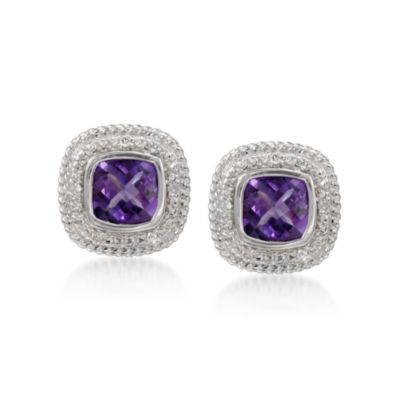2.40 ct. t.w. Amethyst Earrings With Diamonds in Sterling Silver &mdash; Alt Image 1