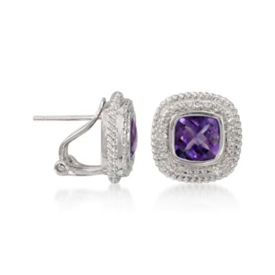 2.40 ct. t.w. Amethyst Earrings With Diamonds in Sterling Silver &mdash; Alt Image 3