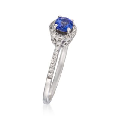 .35 Carat Tanzanite and .15 ct. t.w. Diamond Ring in 14kt White Gold &mdash; Alt Image 3