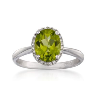 1.80 Carat Peridot Ring With Diamonds in 14kt White Gold &mdash; Alt Image 1