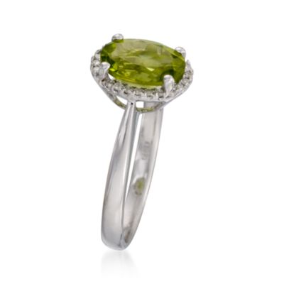 1.80 Carat Peridot Ring With Diamonds in 14kt White Gold &mdash; Alt Image 3