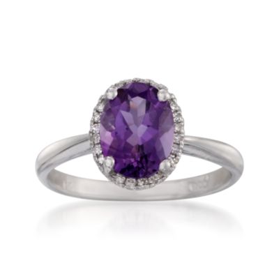 1.75 Carat Amethyst Ring With Diamonds in 14kt White Gold &mdash; Alt Image 1