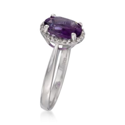 1.75 Carat Amethyst Ring With Diamonds in 14kt White Gold &mdash; Alt Image 3