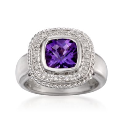 1.85 Carat Amethyst Ring With Diamonds in Sterling Silver &mdash; Alt Image 1