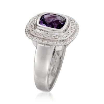 1.85 Carat Amethyst Ring With Diamonds in Sterling Silver &mdash; Alt Image 3