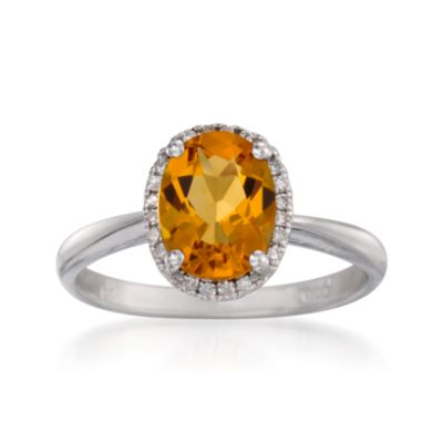 1.65 Carat Citrine Ring With Diamonds in 14kt White Gold &mdash; Alt Image 1