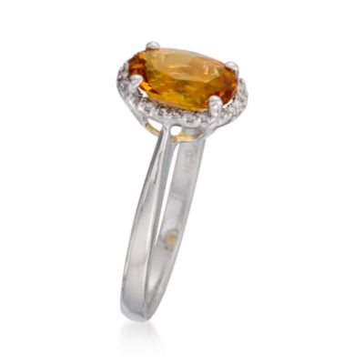 1.65 Carat Citrine Ring With Diamonds in 14kt White Gold &mdash; Alt Image 3