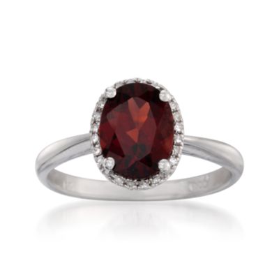 2.00 Carat Garnet Ring With Diamonds in 14kt White Gold &mdash; Alt Image 1