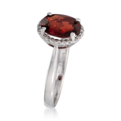 2.00 Carat Garnet Ring With Diamonds in 14kt White Gold &mdash; Alt Image 3