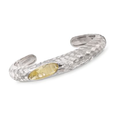 Roberto Coin 9.00 Carat Lemon Quartz "Capri Plus" Cuff Bracelet in Sterling Silver. 7" &mdash; Alt Image 1