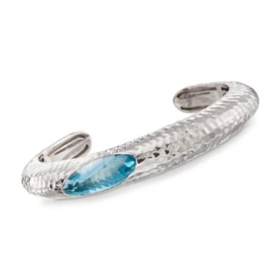 Fifth Season by Roberto Coin 9.00 Carat "Capri Plus" Blue Topaz Cuff Bracelet in Sterling Silver. 7" &mdash; Alt Image 1