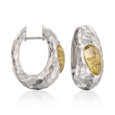 Fifth Season by Roberto Coin 4.25 ct. t.w. "Capri Plus"  Lemon Quartz Hoop Earrings in Sterling Silver  &mdash; Alt Image 1