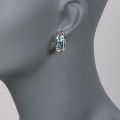 Fifth Season by Roberto Coin 5.90 ct. t.w. "Capri Plus" Blue Topaz Hoop Earrings in Sterling Silver  &mdash; Alt Image 2