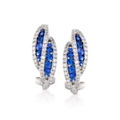 Gregg Ruth .68 ct. t.w. Sapphire and .48 ct. t.w. Diamond Earrings in 18kt White Gold &mdash; Alt Image 1