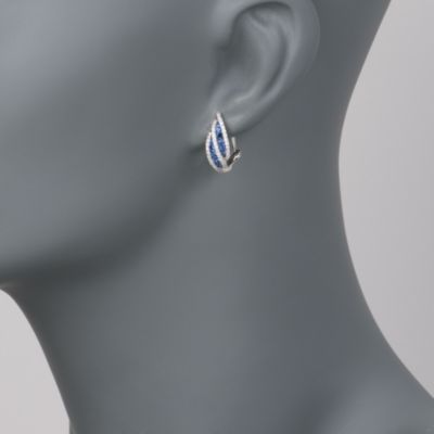 Gregg Ruth .68 ct. t.w. Sapphire and .48 ct. t.w. Diamond Earrings in 18kt White Gold &mdash; Alt Image 2