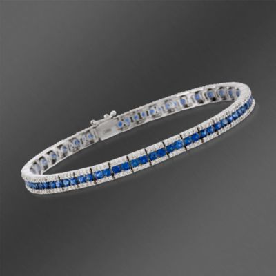 Gregg Ruth 3.90 ct. t.w. Sapphire and 1.50 ct. t.w. Diamond Bracelet in 18kt White Gold. 7" &mdash; Alt Image 1