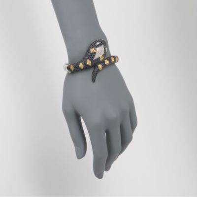 23.20 ct. t.w. Sapphire and .15 ct. t.w. Diamond Snake Bangle Bracelet in Sterling Silver &mdash; Alt Image 2