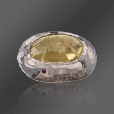 Roberto Coin 3.90 Carat Lemon Quartz "Capri Plus" Ring in Sterling Silver. Size 6.5 &mdash; Alt Image 1