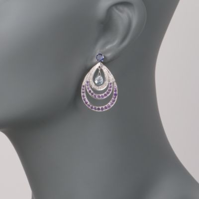 7.80 ct. t.w. Multi-Gem Chandelier Earrings With Diamonds In Sterling Silver &mdash; Alt Image 2
