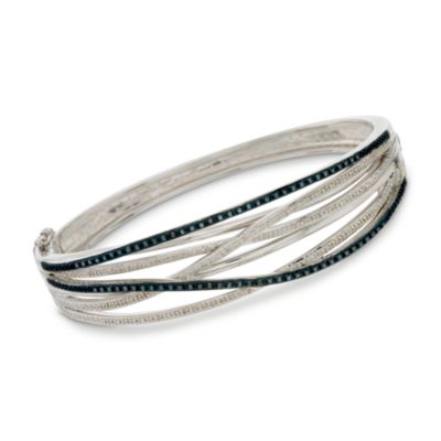 .50 ct. t.w. Blue and White Diamond Crisscross Bangle Bracelet In Sterling Silver &mdash; Alt Image 1