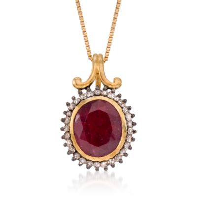5.00 Carat Ruby and .25 ct. t.w. Diamond Necklace In Two-Tone &mdash; Alt Image 1
