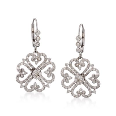 1.25 ct. t.w. Diamond Lace Drop Earrings In 14kt White Gold &mdash; Alt Image 1