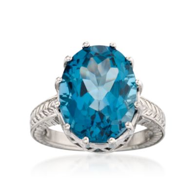 12.00 Carat London Blue Topaz Ring in Sterling Silver &mdash; Alt Image 1