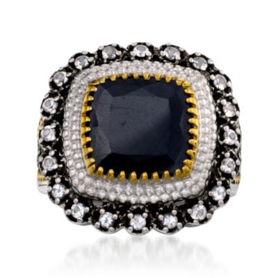 6.95 Carat Cushion-Cut Sapphire Ring With .70 ct. t.w. Spinel in Sterling Silver &mdash; Alt Image 1