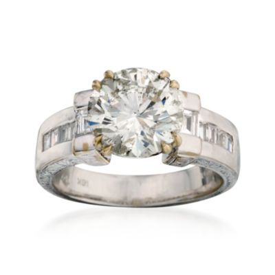 C. 2000 Vintage 3.34 Carat Diamond Engagement Ring With Diamonds in 18kt White Gold. Size 6.5 &mdash; Alt Image 1