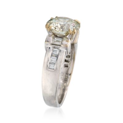 C. 2000 Vintage 3.34 Carat Diamond Engagement Ring With Diamonds in 18kt White Gold. Size 6.5 &mdash; Alt Image 2