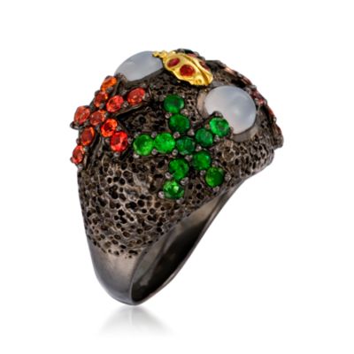 2.00 ct. t.w. Mixed Gem Garden Ring in Sterling Silver. Size 5 &mdash; Alt Image 3