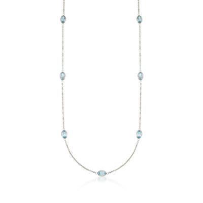 2.95 ct. t.w. Blue Topaz Station Necklace in Sterling Silver. 20" &mdash; Alt Image 1