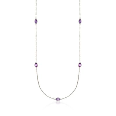 2.95 ct. t.w. Amethyst Station Necklace in Sterling Silver &mdash; Alt Image 1