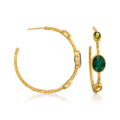 7.00 ct. t.w. Multi-Gem Hoop Earrings In Vermeil &mdash; Alt Image 3