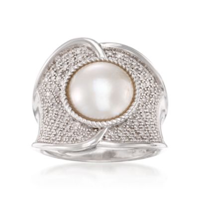 10-10.5 Mabe Pearl and .50 ct. t.w. Diamond Ring in Sterling Silver &mdash; Alt Image 1
