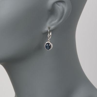 8.00 ct. t.w. Sapphire and .30 ct. t.w. Diamond Earrings In 14kt White Gold &mdash; Alt Image 2