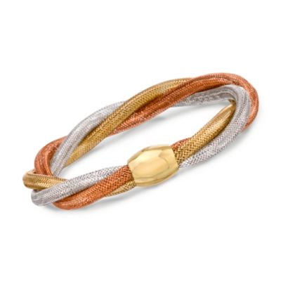 Italian Tri-Colored Mesh Bracelet. 8" &mdash; Alt Image 1