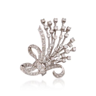 C. 1970 Vintage .90 ct. t.w. Diamond Floral Spray Pin in 14kt White Gold &mdash; Alt Image 1