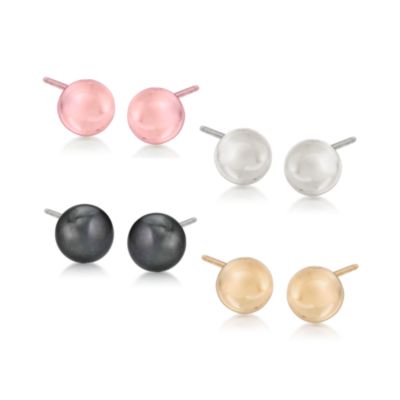 4-Pair 6mm Bead Stud Earring Set In Sterling Silver &mdash; Alt Image 1