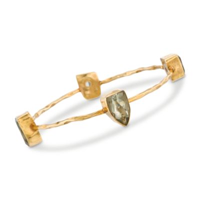 14.00 ct. t.w. Green Amethyst Bangle Bracelet in Vermeil. 8" &mdash; Alt Image 1