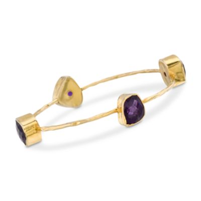 13.00 ct. t.w. Amethyst Station Bangle in Vermeil. 7" &mdash; Alt Image 1