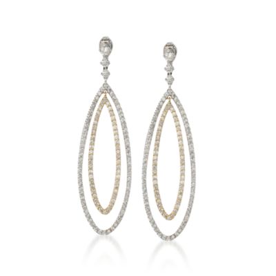 5.25 ct. t.w. Diamond Teardrop Dangle Earrings in 14kt Two-Tone Gold &mdash; Alt Image 1
