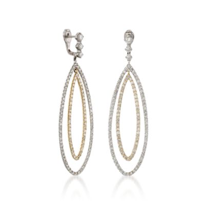 5.25 ct. t.w. Diamond Teardrop Dangle Earrings in 14kt Two-Tone Gold &mdash; Alt Image 3
