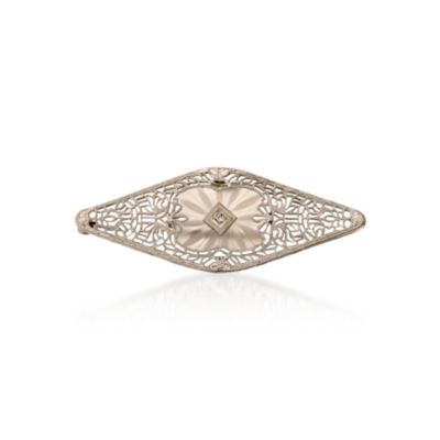 C. 2000 Vintage Rock Crystal Pin With Diamonds in 14kt White Gold &mdash; Alt Image 1