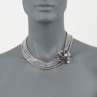 4-15mm Gray Pearl Floral Necklace With Vermeil Clasp. 20" &mdash; Alt Image 2