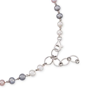 7-8mm Cultured Pearl and Multi-Gem Starfish & Sea Life Necklace in Sterling Silver. 18.5" &mdash; Alt Image 3